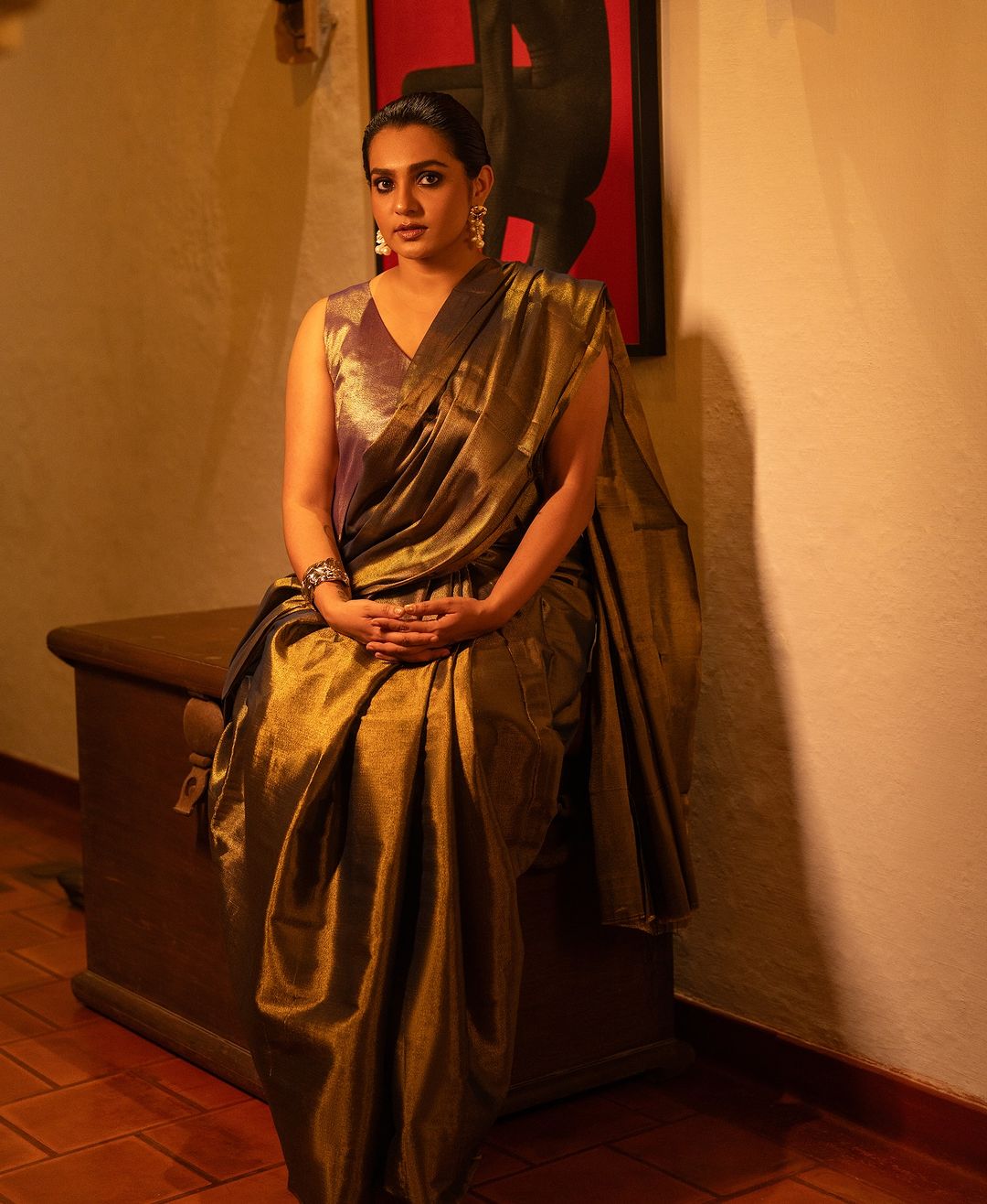 Parvathi gold saree