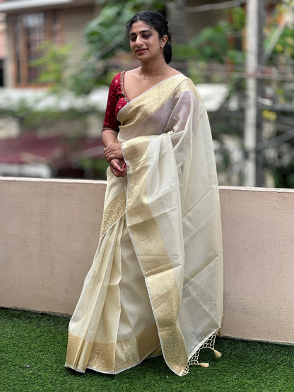 Banarasi Weaving Tissue Silky Kota Saree