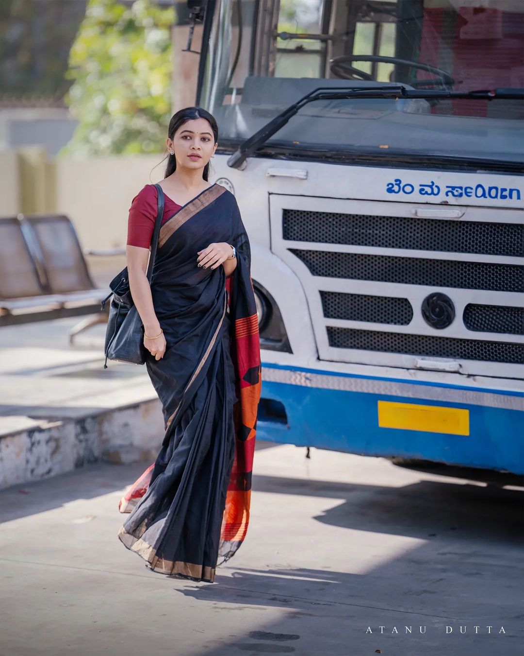 Black cotton manipuri saree