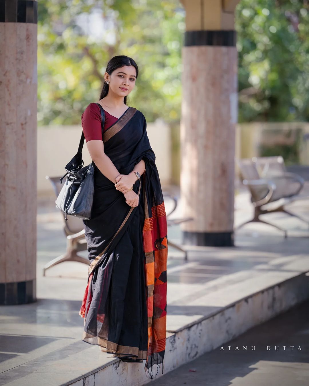 Black cotton manipuri saree